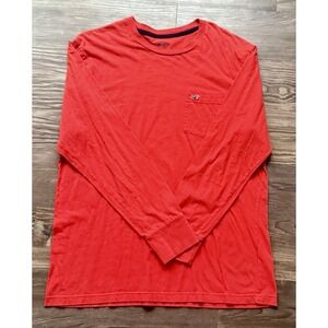 Hollister Men's Classic Orange Long Sleeve T-Shirt Size XL Y2K Vintage Norm Core